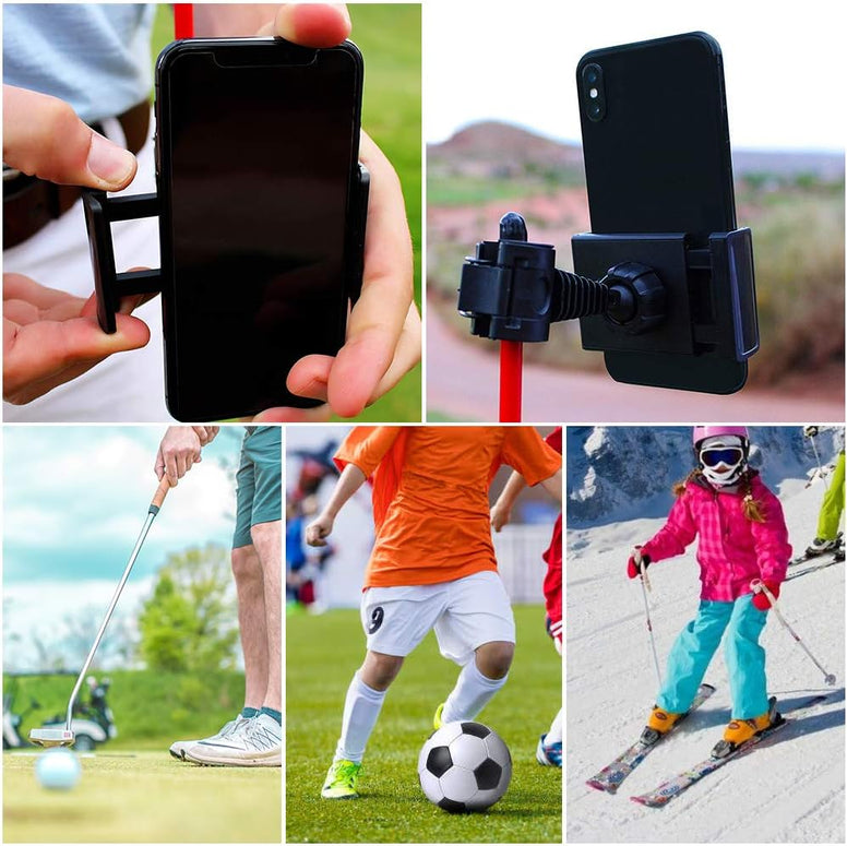 JHuuu Golf Cell Phone Clip Holder and Training Aid to Video Record Swing, Record Golf Swing for Alignment Stick, Short Game, Putting, Golf Accessories Best Golf Gifts for Men & Women