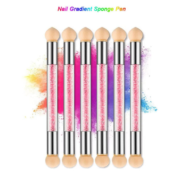 Nail Gradient Sponge Pen, ForSewian Double Head Nail Painting Brush with 20 Pieces Replacement Head for Nail Art Design