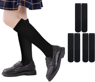 HULUM Kids Knee High Socks,3 Pairs Kids Knee High Socks Boys Girls School Uniform Dress Socks for 3-14 Years,Boys Girls Unisex School Uniform Team Cosplay