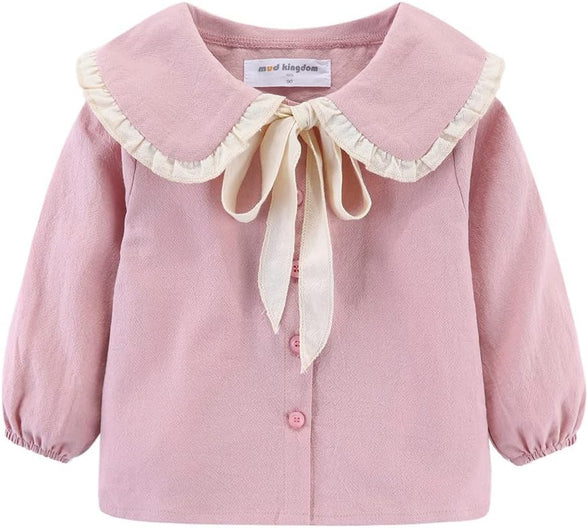 Mud Kingdom Little Girls Long Sleeve Shirt Peter Pan Collar Cute