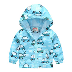 TUIJI Toddler Boys Girls Cartoon Print Zip Jacket Hooded Trench Lightweight Kids Coats Windbreaker Casual Outerwear 12-18M