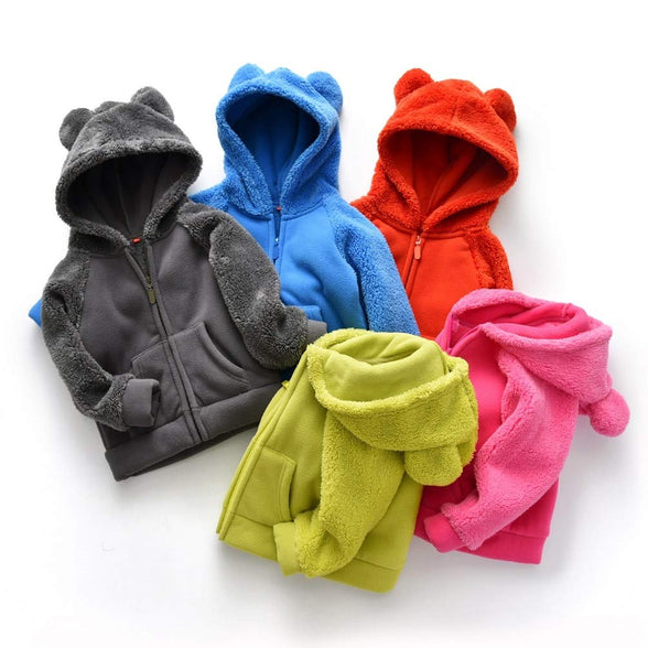 YAGATA Baby Boys Bear Ears Shape Fleece Zip-up Hooded Jacket Clothes Light Sweatshirt 18-24M