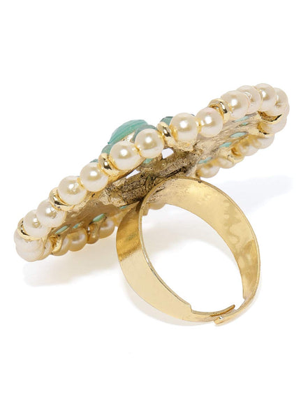 ZAVERI PEARLS Women's Non Precious Metal Ring (Green, Zpfk9147)