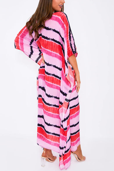 YouKD Summer Long Kaftan Dress Bohemian Roomy Beach Robe Cover Up Plus Size Dress for Women