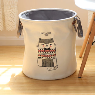 DAYONG Storage Baskets,Cotton Foldable Round Home Organizer Bin for Baby Nursery,Toys,Laundry,Baby Clothing,Gift Baskets (Cat)