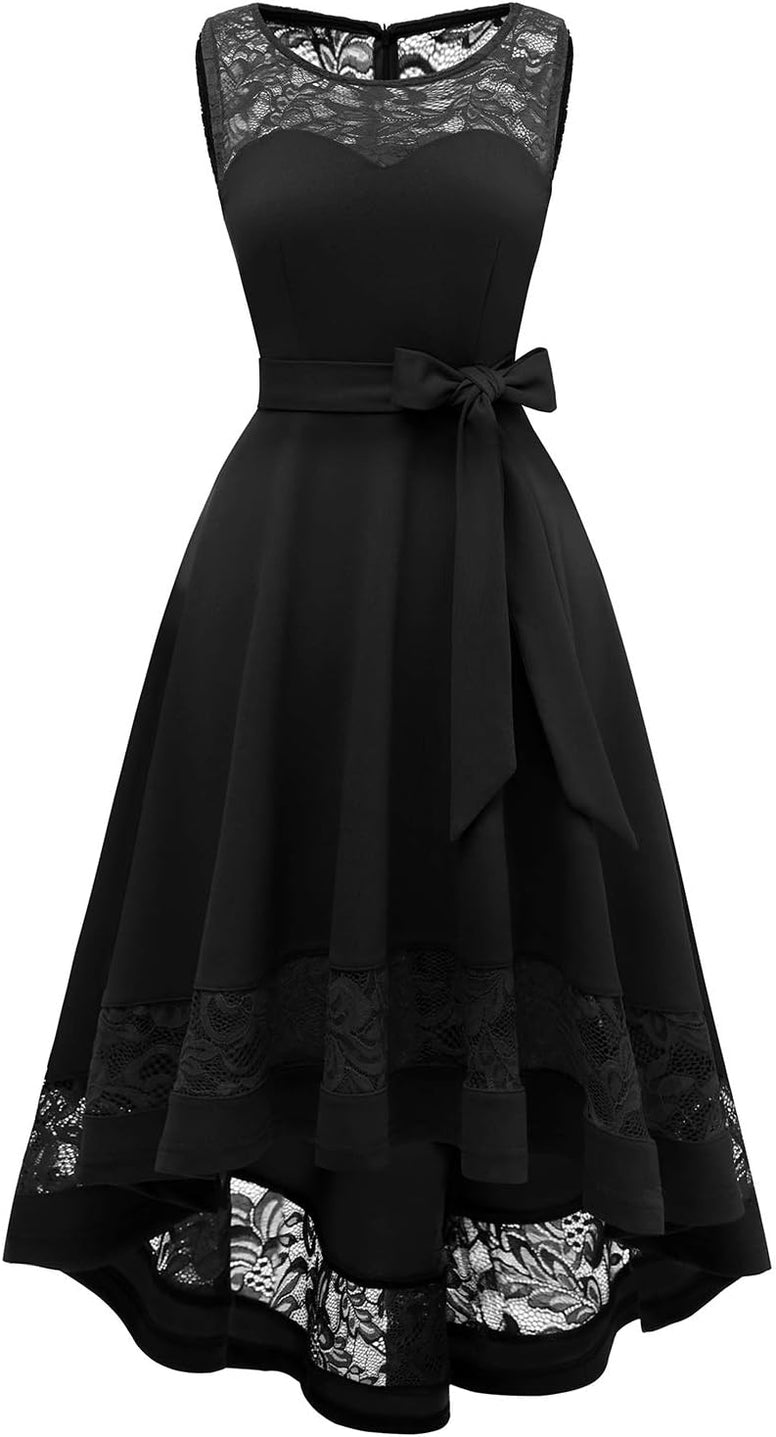 High Low Wedding Guest Dresses for Women Cocktail Evening Lace Party Dress Teen Semi Formal Bridesmaid Dress Tea Length