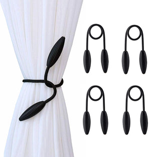 SWTOOL 4-Pack Black Curtain Holdbacks Decorative Window Drape Twist Curtains Tiebacks Random Modelling Curtain Holders (Black)