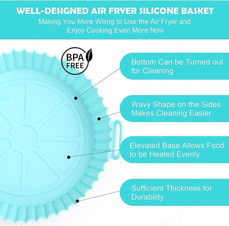 Goodern 4 Pcs Air Fryer Silicone Liners,Reusable Air Fryer Silicone Basket, Easy to Clean,Replacement Of Flammable Parchment Paper,Heat Resistant Easy Cleaning Air Fryers Oven Accessories