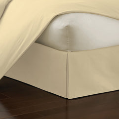 Fresh Ideas Poplin Tailored Bed Skirt Dust Ruffle, Cotton Blend Design, 14" Drop Length, Queen, Butter