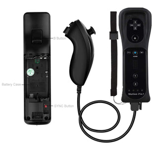 Wii Nunchuck Remote Controller with Motion Plus Compatible with Wii and Wii U Console | Wii Remote Controller with Shock Function black LH3