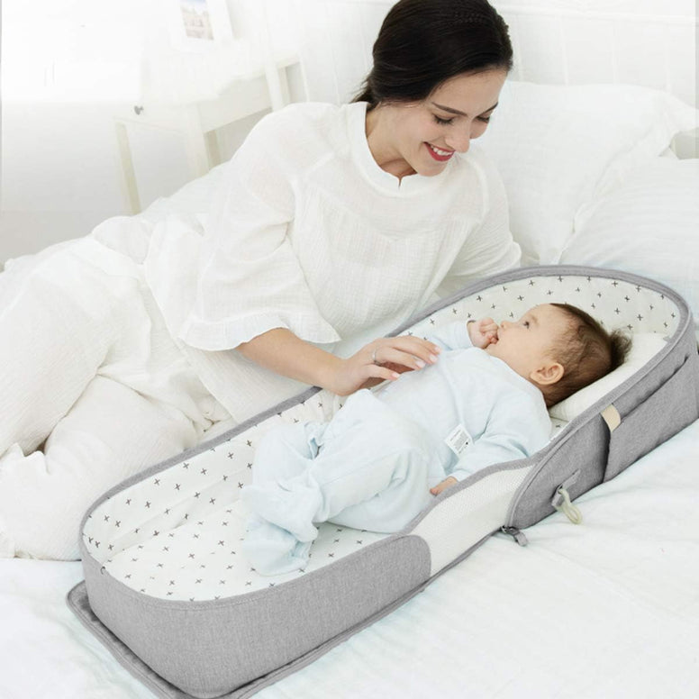 Sunveno Portable Baby Bed & bag- Grey