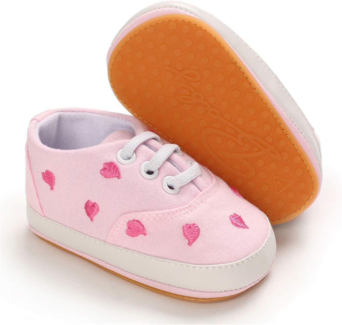 BENHERO Baby Girls Boys Canvas Shoes Toddler Infant First Walker Soft Sole High-Top Ankle Sneakers Newborn Crib Shoes(0-6 Months Infant C-Pink), C-pink, for 6 Months