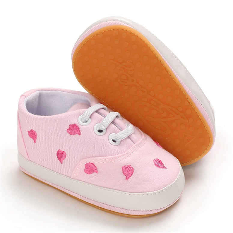 BENHERO Baby Girls Boys Canvas Shoes Toddler Infant First Walker Soft Sole High-Top Ankle Sneakers Newborn Crib Shoes(0-6 Months Infant C-Pink), C-pink, for 6 Months