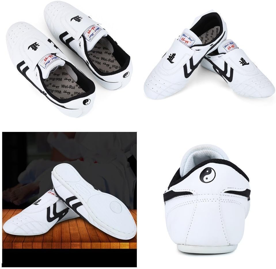 Taekwondo Shoes Martial Arts Sneaker Boxing Karate Kung Fu Tai Chi Shoes Black Stripes Sneakers Lightweight Shoes (42 EU)