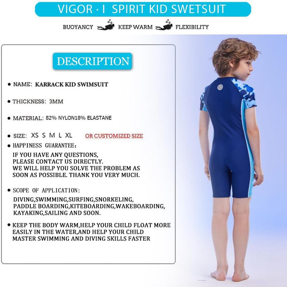 Karrack Girls and Boys One Piece Rash Guard Swimsuit Kid Water Sport Short Swimsuit UPF 50+ Sun Protection Bathing Suits