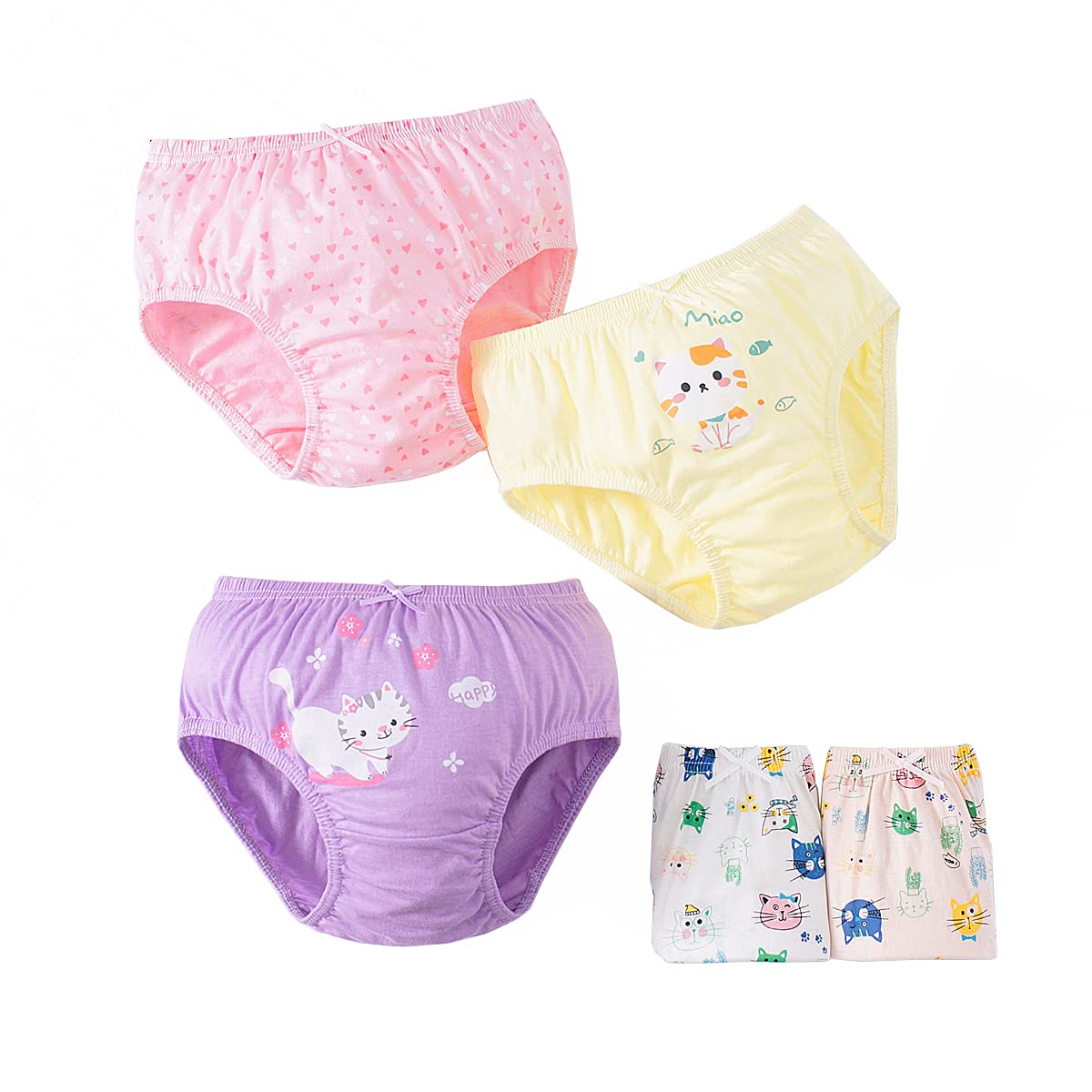 CHUNG Toddlers Little Girls Cotton Briefs Panties Pack of 5/6 Print Underwear 2-3Years