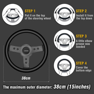 Anti-slip Leather Car Steering Wheel Cover Four Seasons Universal Car Wheel Cover 15 Inch Black and Beiga Color Steering Wheel Covers for Men & Women