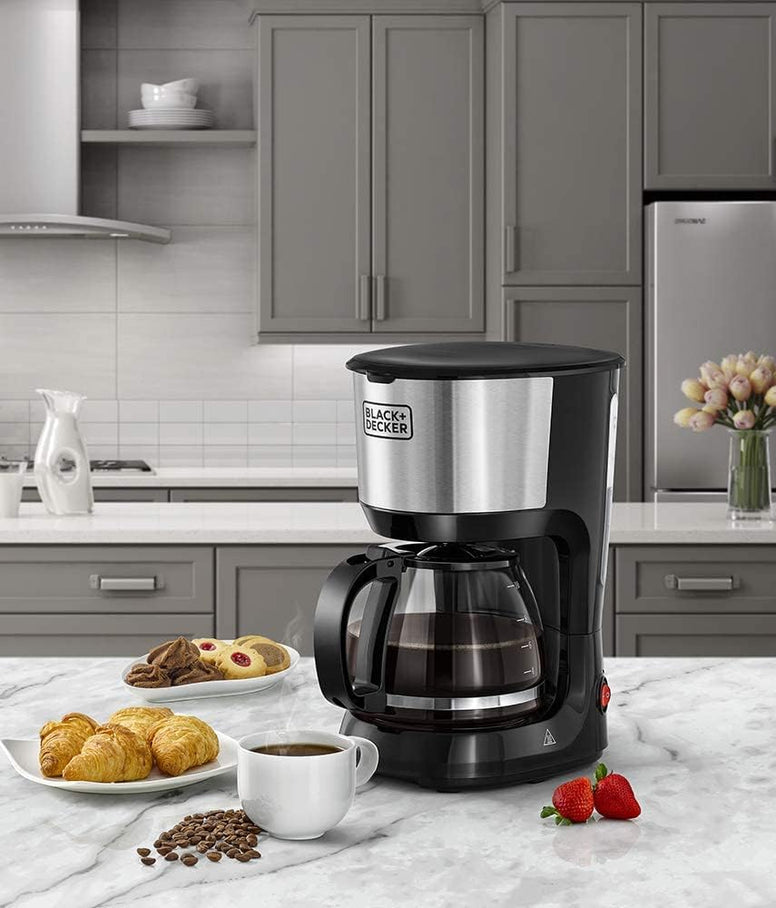 Black & Decker 750W 1.25L Coffee Maker/Coffee Machine 10 Cup Glass Carafe, With Drip Stop Mechanism To Avoid Spillage And Dishwasher Safe, For Drip Coffee and Expresso Black DCM750S-B5