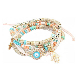 Yellow Chimes Multicolor Thread and Bead Bracelet Set Combo for Women