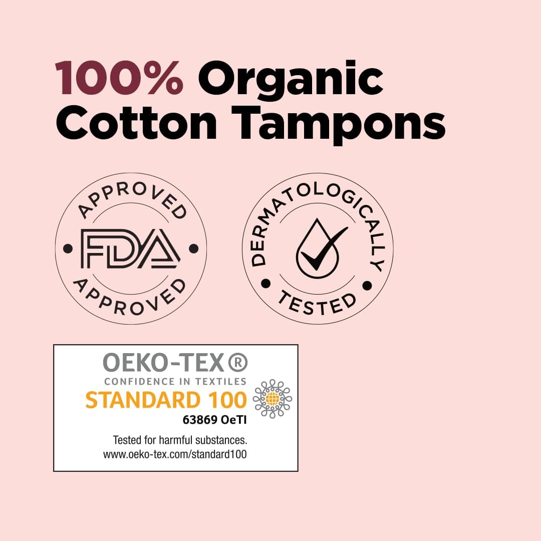 Pee Safe 100% Organic Cotton Tampons | Biodegradable, Regular Absorbency (Pack of 16)