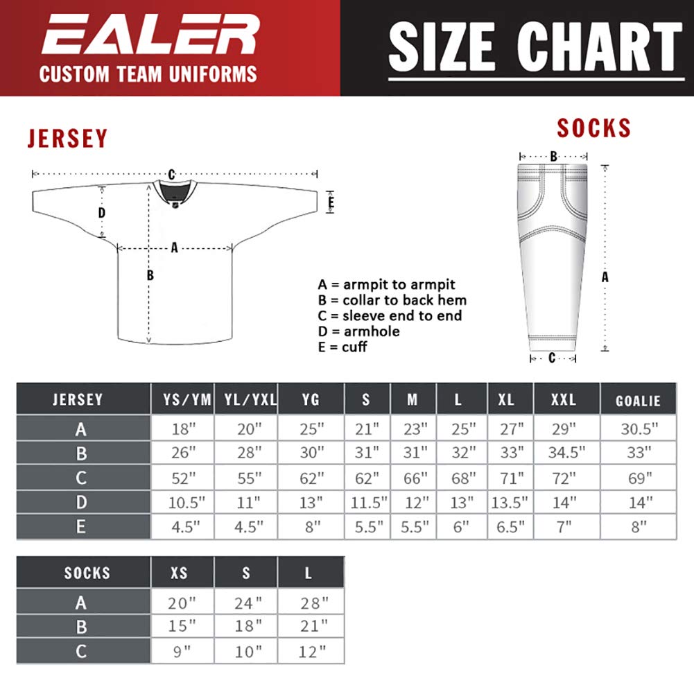 EALER HS80 Series Solid Color Dry Fit Practice Ice Hockey Socks for Men & Boy-Senior & Junior-Adult & Youth