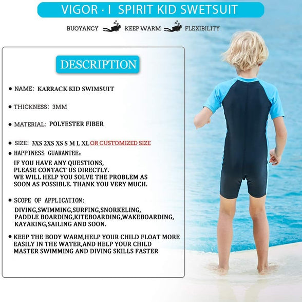 Karrack Girls and Boys One Piece Rash Guard Swimsuit Kid Water Sport Short Swimsuit UPF 50+ Sun Protection Bathing Suits