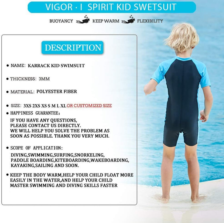 Karrack Girls and Boys One Piece Rash Guard Swimsuit Kid Water Sport Short Swimsuit UPF 50+ Sun Protection Bathing Suits