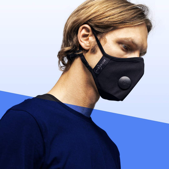 Airinum Urban Air Mask 2.0 - Reusable Face Mask with Valves, Replaceable Filters and Head Strap | for Outdoor Activities, Cycling, Travel