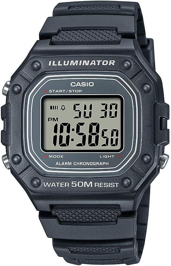 Casio Men's W-218H-1AVCF Classic Digital Display Quartz Black Watch