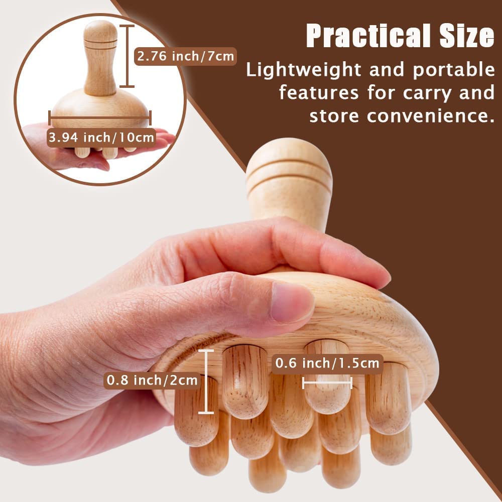 Wooden Mushroom Shape Massager | Manual Wood Therapy Massage Tool, Anti Cellulite, Maderoterapia, Lymphatic Drainage, Relief Muscle Tension, for Full Body Use