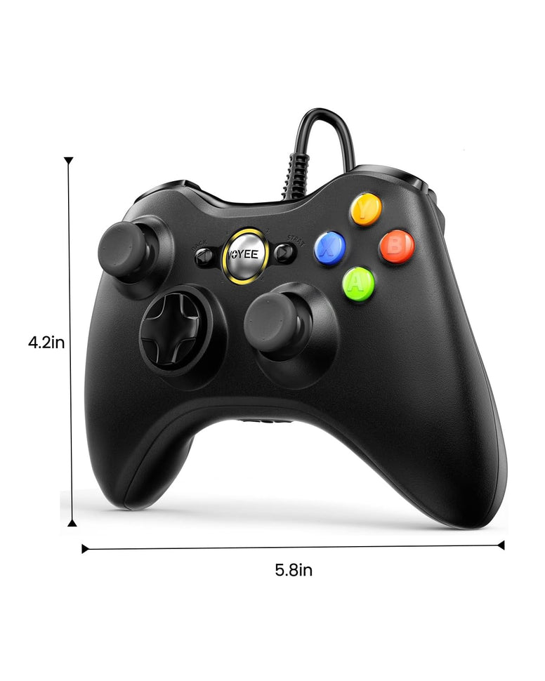 VOYEE Xbox 360 Controller Upgraded Wired Controller Compatible with Microsoft Xbox 360 & Slim/PC Windows 10/8/7 (Black)