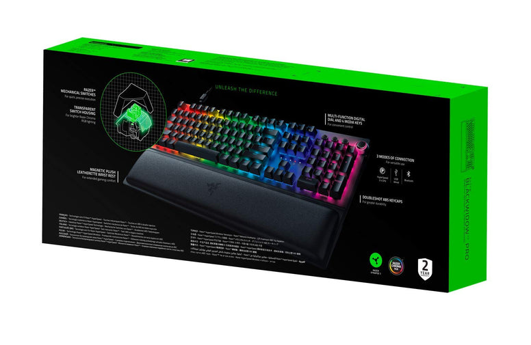 Razer BlackWidow V3 Pro (Green Switch) - Wireless Premium Mechanical Gaming Keyboard (Hyperspeed Wireless Technology, RGB Chroma Lighting, Wrist Rest, Bluetooth, USB-C) UK Layout | Black