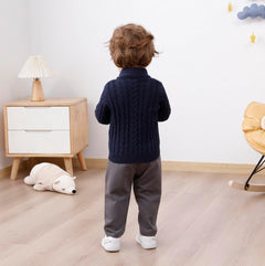 Feidoog Infant Baby Boys Cardigan Crochet Sweater V-Neck，Toddler Knit Button up Knitted Pattern Pullover Sweatshirt 6-12M