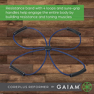 Gaiam Pilates Coreplus Reformer Resistance Band Kit - Home Fitness Equipment for Total Body Workout - Helps to Target Muscles, Tone, and Build Resistance - Comfort Grips (Includes Digital Workout)