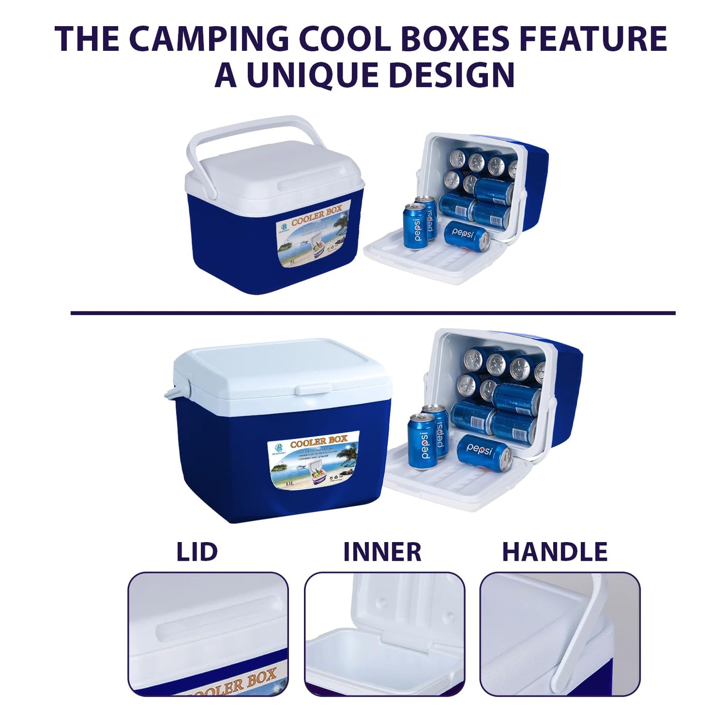 Cooler Box Cool Box Ice Box Large Food Insulated Camping Cool Box Cooler Bag Large for Picnics and Festivals color drinks Camping Accessories & Travel Accessories 5L &13L with 3 free Ice Packs
