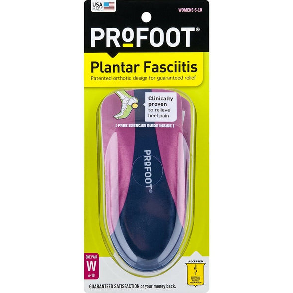 ProFoot Orthotic Insoles for Plantar Fasciitis & Heel Pain, Women's 6-10, 1 Pair