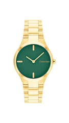 Calvin Klein, Admire Women's Dark Green Dial, Ionic Plated Thin Gold Steel Watch - 25200333