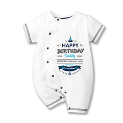 HTERDR Happy Birthday Daddy Mommy Baby Boys Girls Romper Bodysuit Infant Funny Letter Jumpsuit Outfit 12-24Months