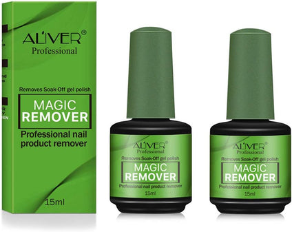 ALIVER 2Pack Nail Polish Remover, Professional Easily & Quickly Removes Soak-Off Gel Nail Polish in 3-5 Minutes, Don't Hurt Nails (Green)