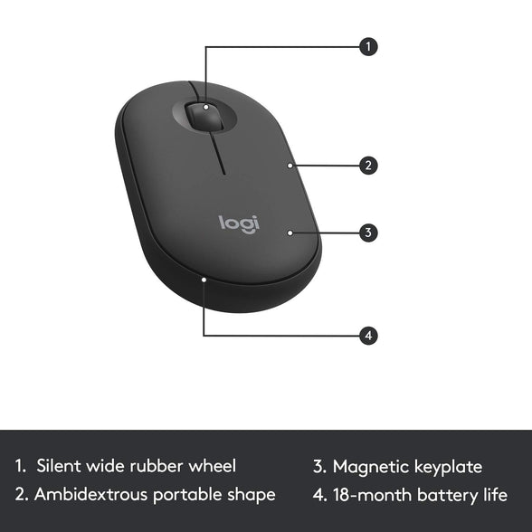 Logitech Mk470 Slim Wireless Keyboard & Mouse Combo For Windows, 2.4Ghz Unifying Usb-Receiver, Low Profile, Whisper-Quiet, Long Battery Life, Optical Mouse, Pc/Laptop, Arabic Layout - Graphite