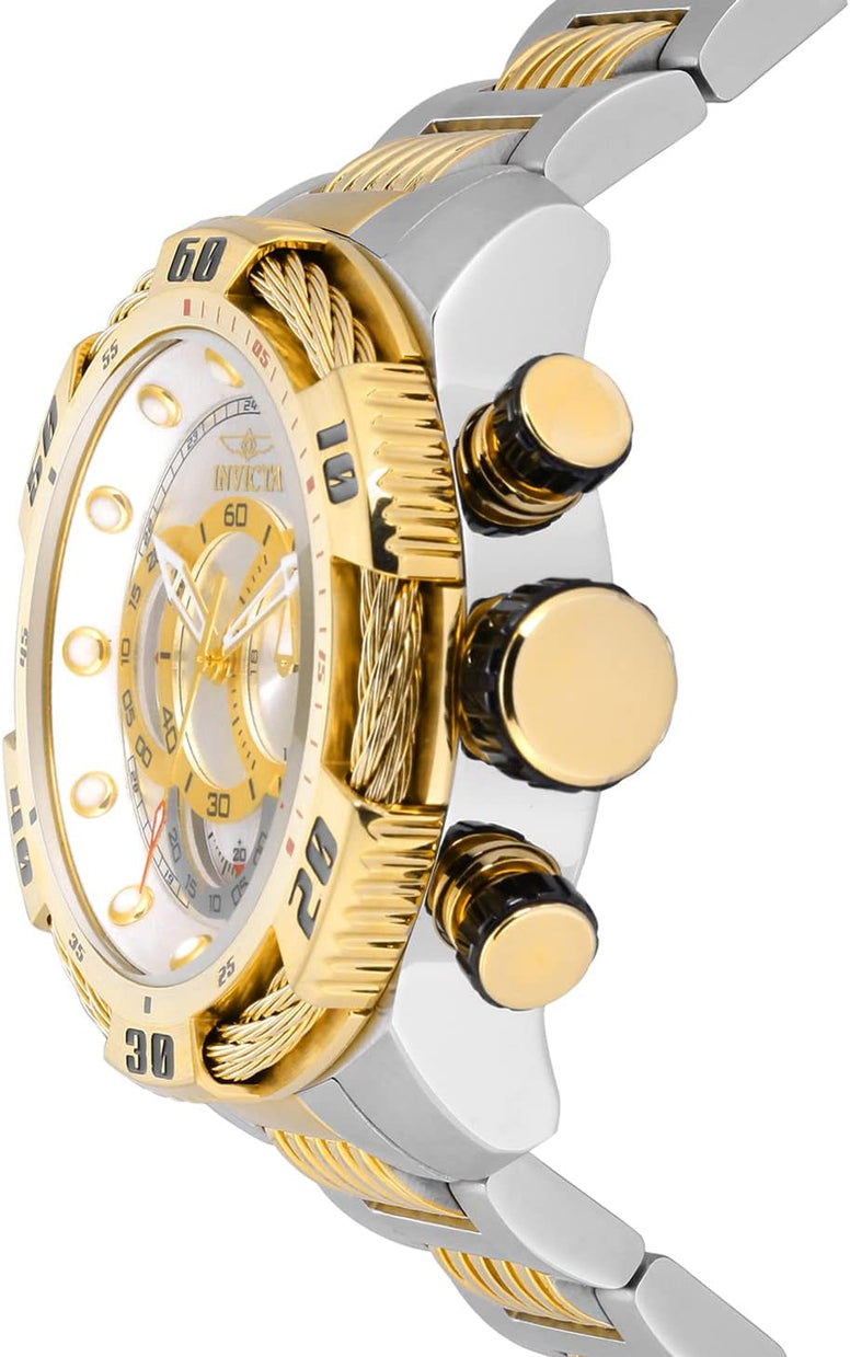 Invicta Men's Speedway Stainless Steel Quartz Stainless-Steel Strap, Two Tone, 24 Casual Watch (Model: 25480), Gold/Stainless Steel, Quartz Movement