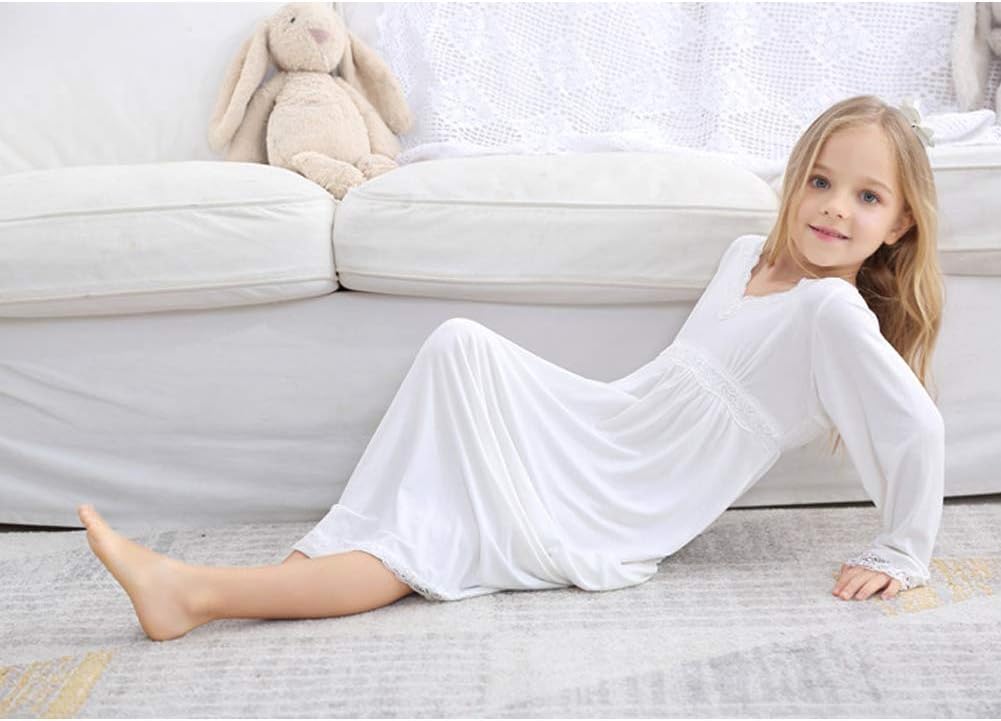 Flwydran Nightgowns Girls Long Sleeve Soft Family Pyjamas Long Nightdress Sleepwear