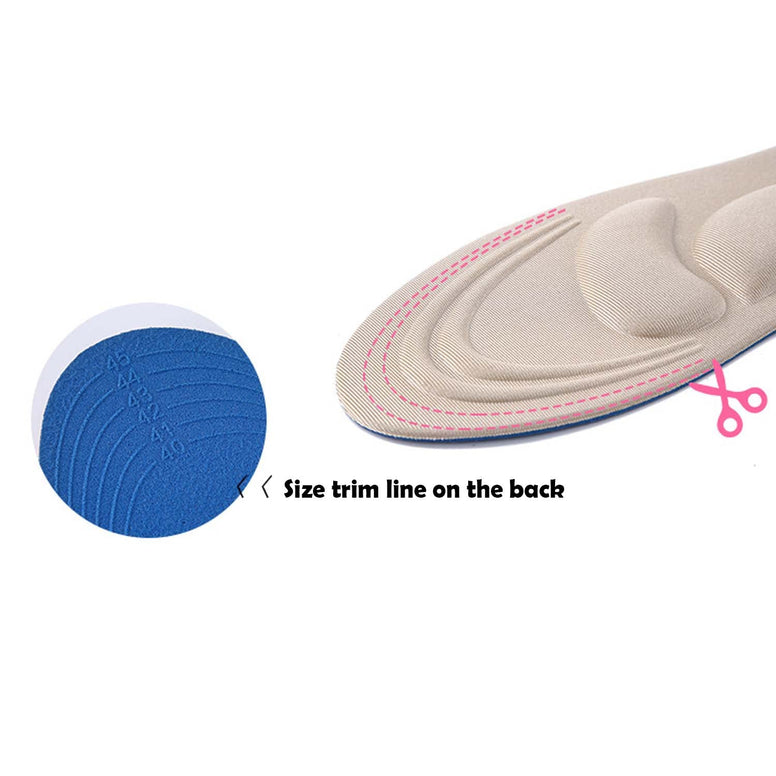 Memory Foam Insoles Orthotic Insole High Arch Foot Support Soft insoles, 4D Comfort Cushioning, Insert for Severe Flat Feet, Plantar Fasciitis, Feet Pain, Foot Valgus for Man And Woman (EU 35-40)