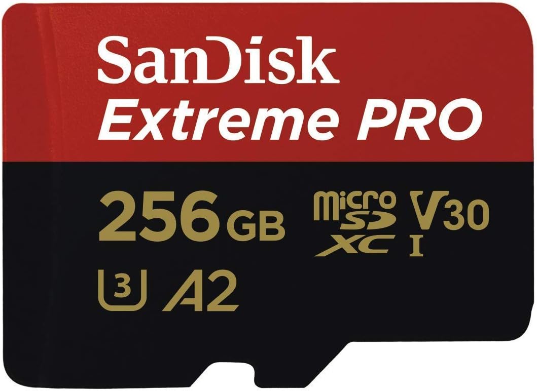 SanDisk Extreme Pro 256GB Micro SD Memory Card for GoPro Hero 9 Black Camera Hero9 UHS-1 U3 / V30 A2 4K Class 10 (SDSQXCY-256G-GN6MA) Bundle with (1) Everything But Stromboli MicroSDXC Card Reader