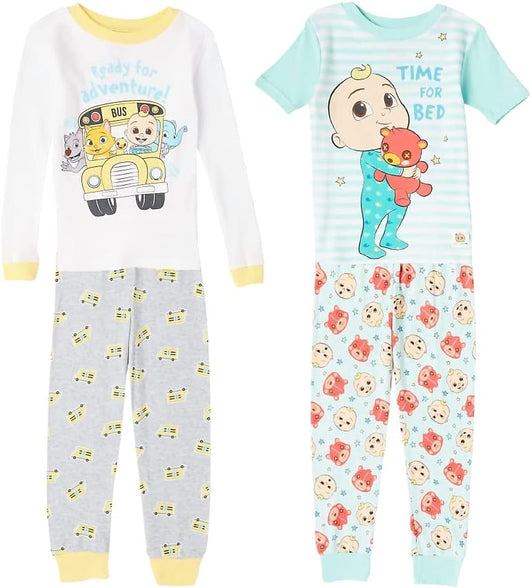 CoComelon boys 4-piece Snug-fit Cotton Pajamas Set Pajama Set (pack of 10) 12 Months