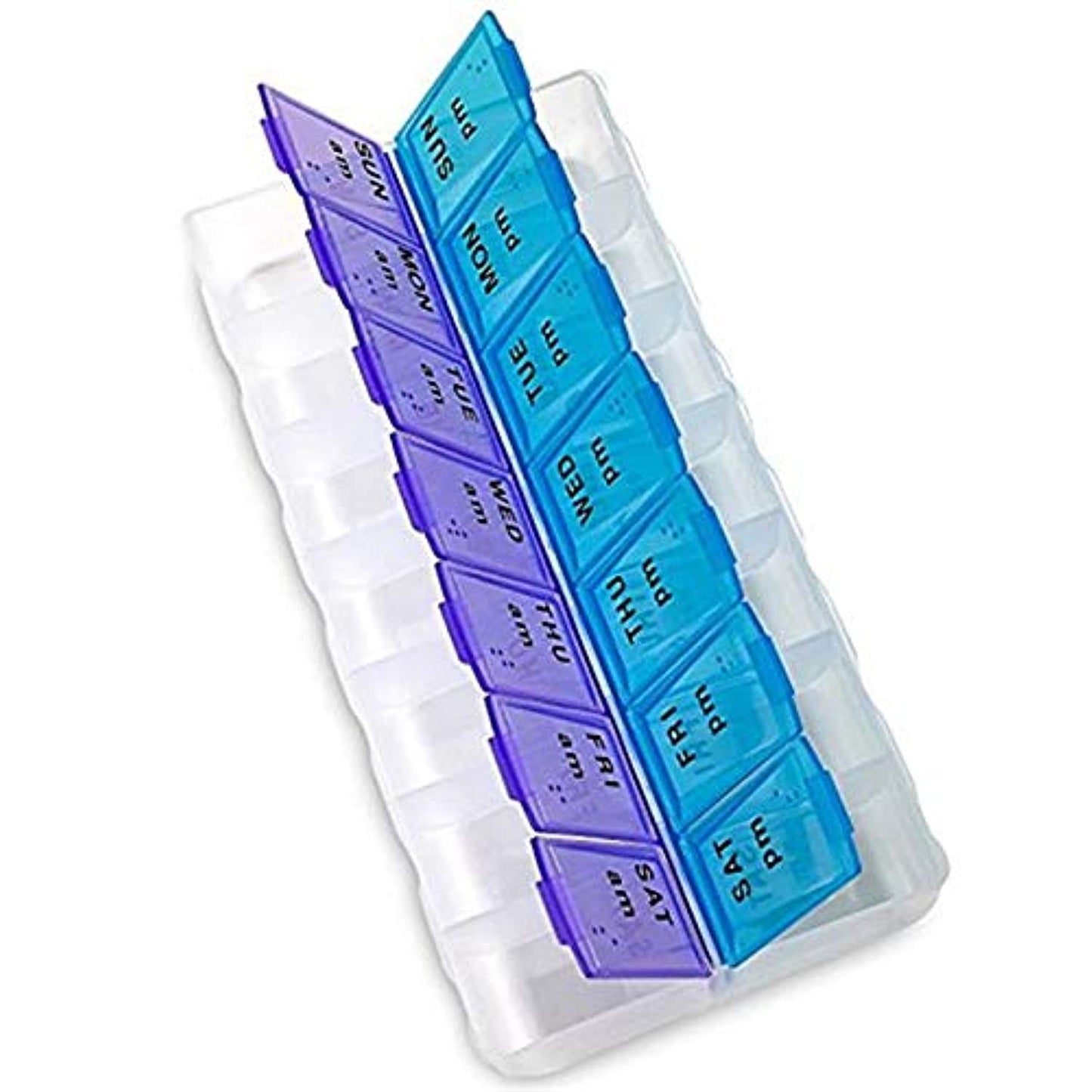 U-HOOME 7 Days Pill Case Medicine Storage Tablet Pill Box With Clip Lids Medicine Organizer Pill Case Splitters Storage Dispenser Weekly