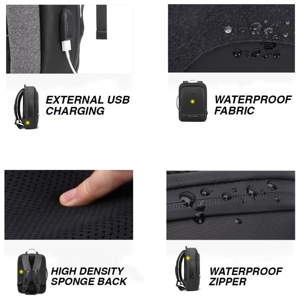 WALKENT ARCTIC HUNTER 17" inch Laptop Bag 41L (Model Hustle) Expandable, Waterproof, External USB, Anti-Theft Backpack for Office Men Women