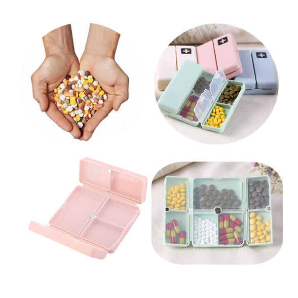 DEWIN Pill Box, Weekly Pill Box, Portable Magnetic Folding Pill Box with 7 Compartments (Pink)