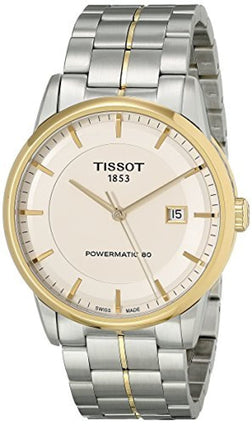 Tissot mens Tissot Luxury Powermatic 80 316L stainless steel case with yellow gold PVD coating Automatic Watch, Grey, Stainless steel, 22 (T0864072226100), Grey, Automatic Watch