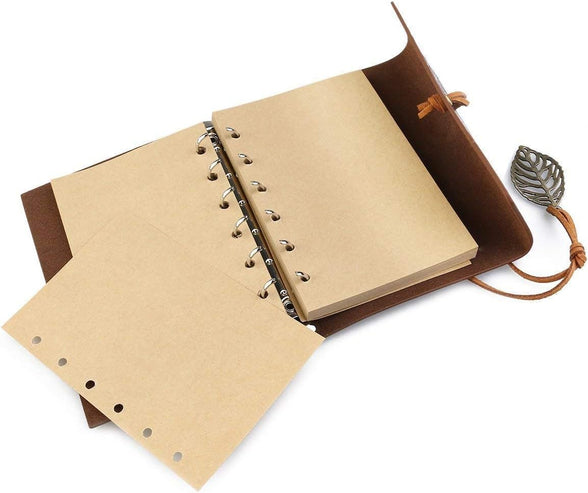 ming- Pu leather cover notebook to write diary, spiral blank string daily notepad, linerless paper, vintage pendant, classic relief, loose leaf